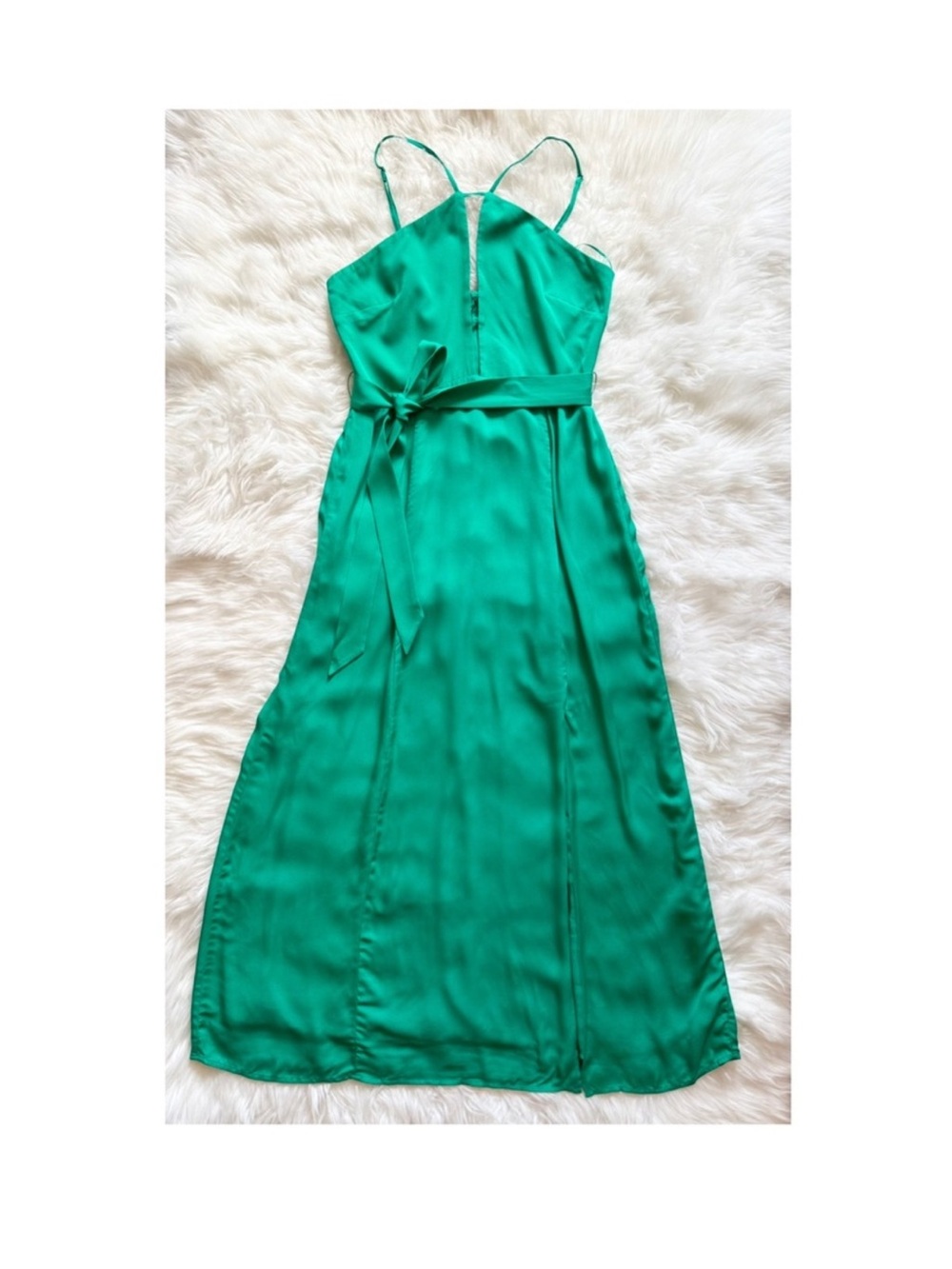 New! Reiss Arianna Plunge Halter Neck Cut-out Midi Dress in Emerald Green - Picture 5 of 11